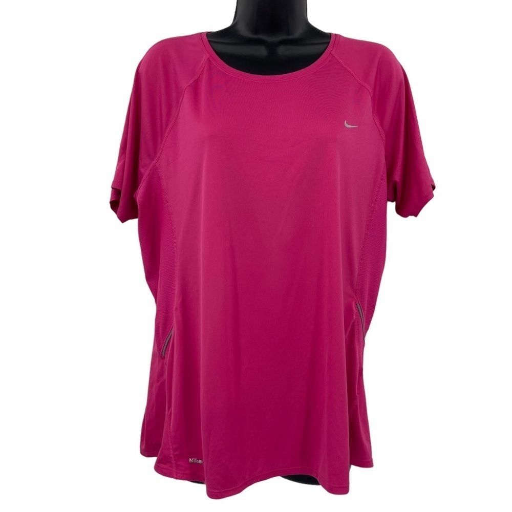 Nike Dri Fit‎ pink t shirt breathable mesh panels women's size XL